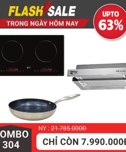 Combo 304 bếp từ máy hút mùi Napoliz và chảo