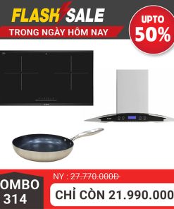 Combo 314 bếp từ đôi Bosch máy hút mùi và chảo tiết kiệm
