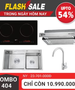 Combo 404 bếp từ hút mùi chậu và vòi rửa