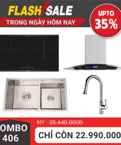 Combo 406 bếp từ đôi Bosch máy hút mùi chậu và vòi rửa