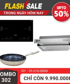 Combo 302 bếp từ đôi D’mestik máy hút mùi và chảo