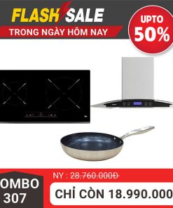 Combo 307 bếp từ đôi Teka máy hút mùi và chảo