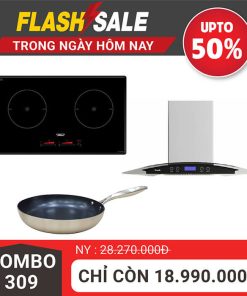Combo 309 bếp từ đôi Chefs máy hút mùi và chảo