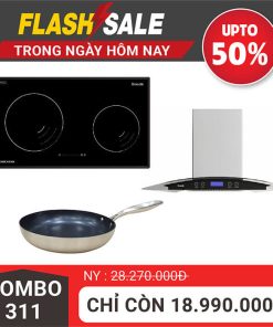 Combo 311 bếp từ D’mestik hút mùi và chảo