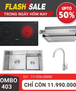 Combo 403 bếp điện từ hút mùi chậu và vòi rửa