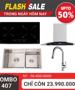 Combo 407 bếp từ đôi Teka hút mùi chậu và vòi