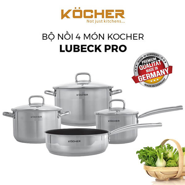 Bộ nồi bếp từ đáy 5 lớp cao cấp Kocher Lubeck Pro 4 món