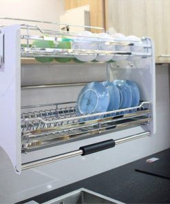 Giá bát đĩa di động nâng hạ inox Eurogold tủ bếp trên