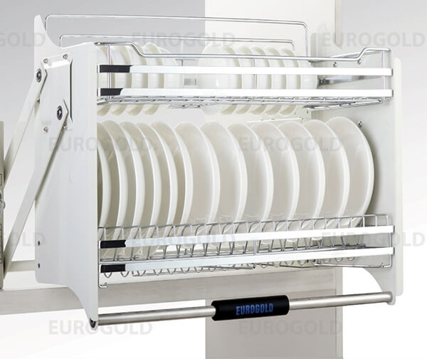 Giá bát đĩa di động nâng hạ tủ bếp trên Inox 304 Eurogold