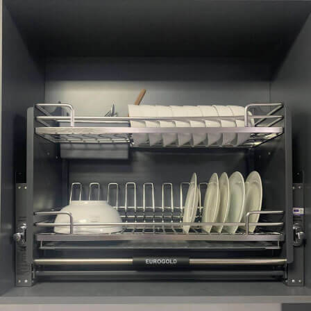 Giá bát đĩa di động nâng hạ tủ bếp trên Nan Oval Eurogold