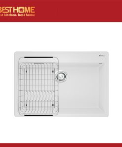 Chậu rửa bát Granite Sink Ruvita 680 – White Silver